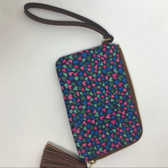 Fossil Tara wristlet wallet hearts tassel blue - Picture 4 of 4